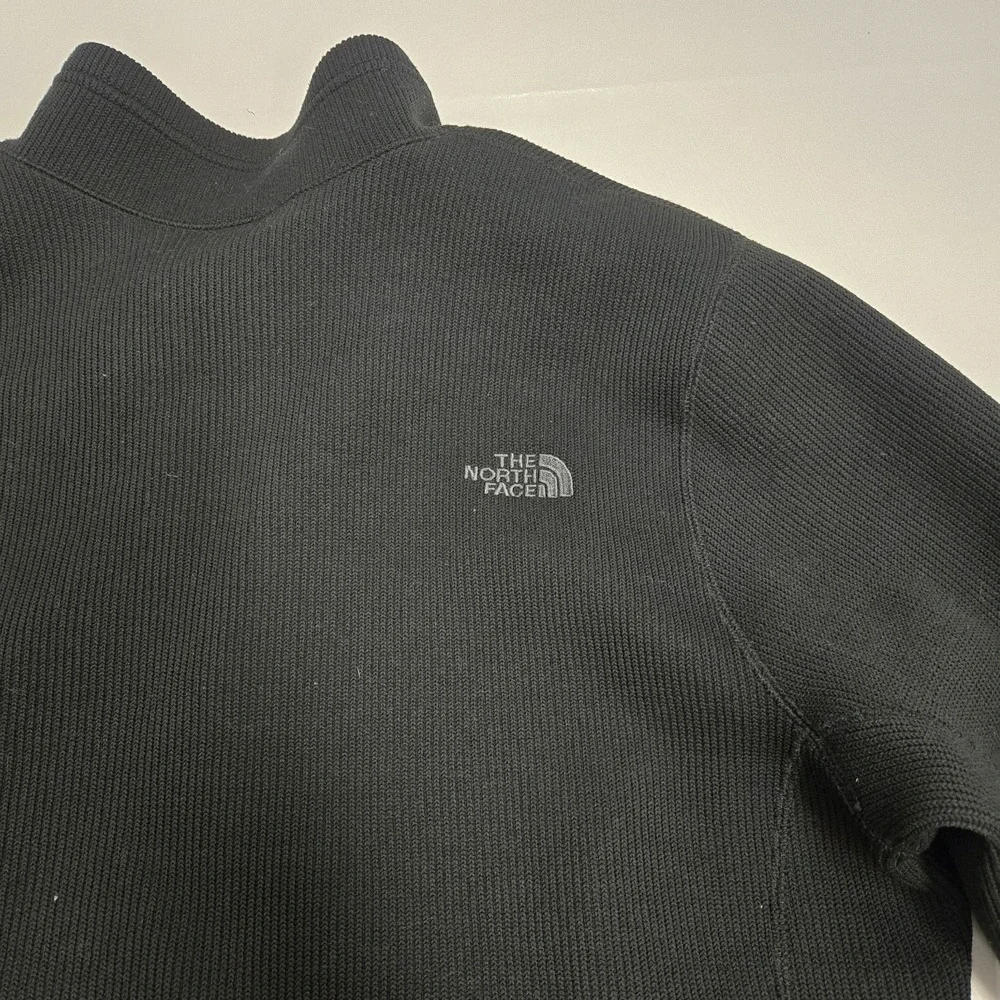 The North Face  Full Zip Knit Sweater Jacket Mens Sz Large Black‎ Ski USANA Poly